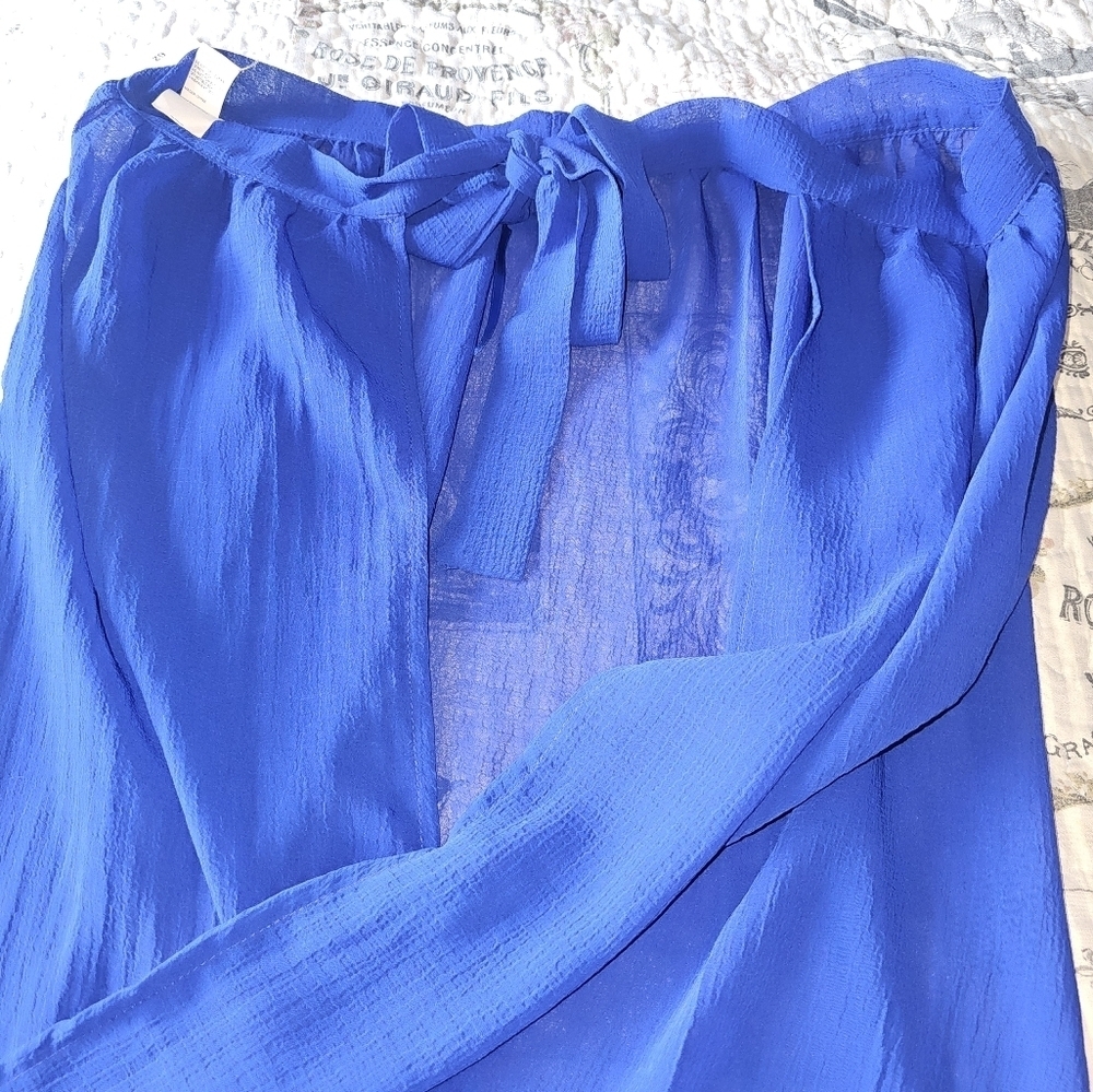NEW! Royal Blue Sheer Maxi Skirt with Waist Tie - Medium - Flowy Boho Summer St
